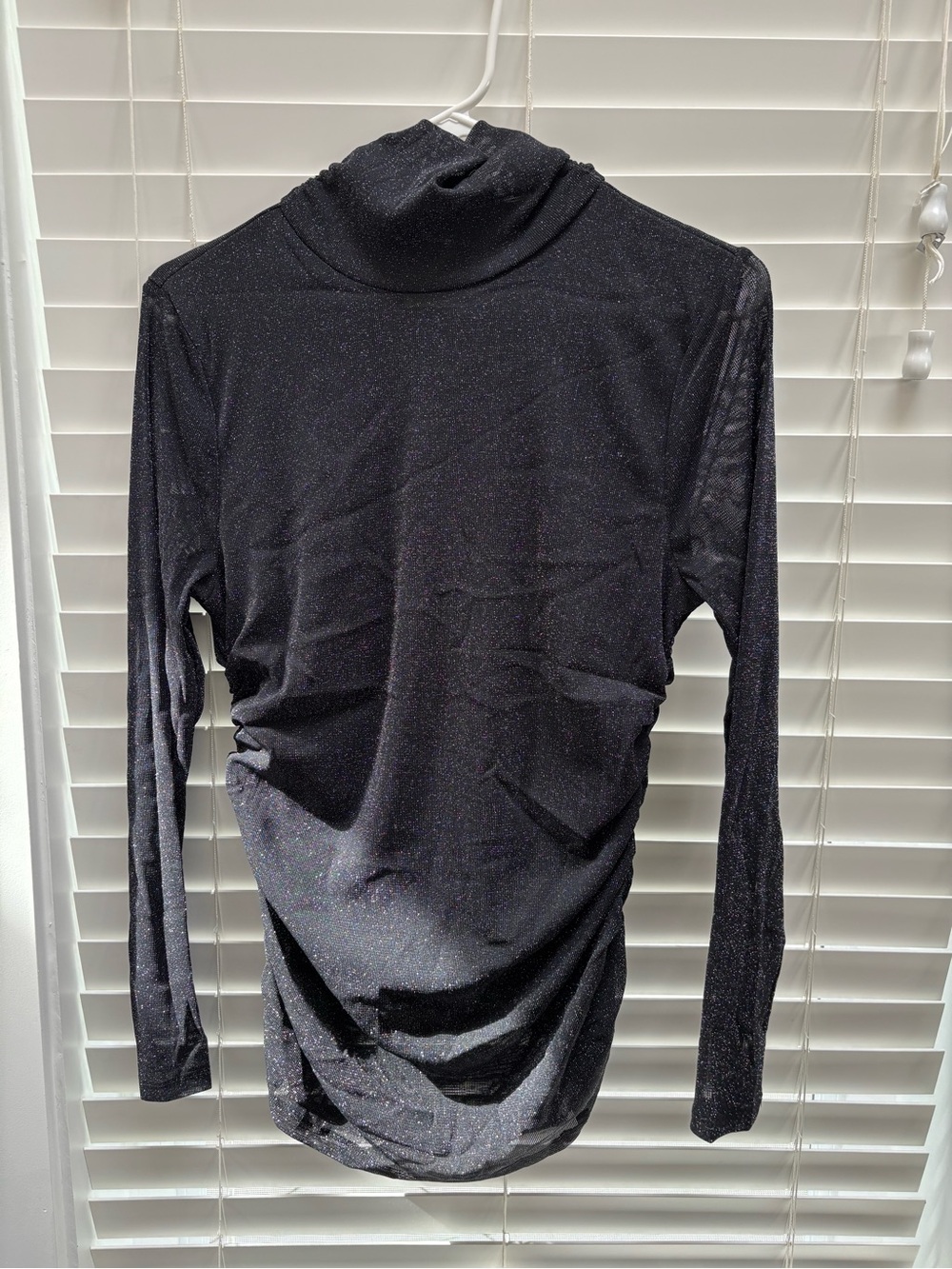 Cable & Gauge Black Sparkle Turtleneck Long-Sleeve Top